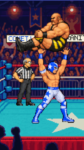 A powerbomb in front of the crowd