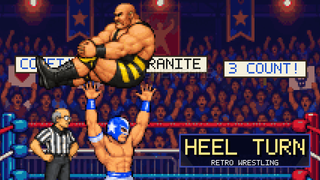 Key art: Kid Comet lifts Bull Granite in front of a packed arena.